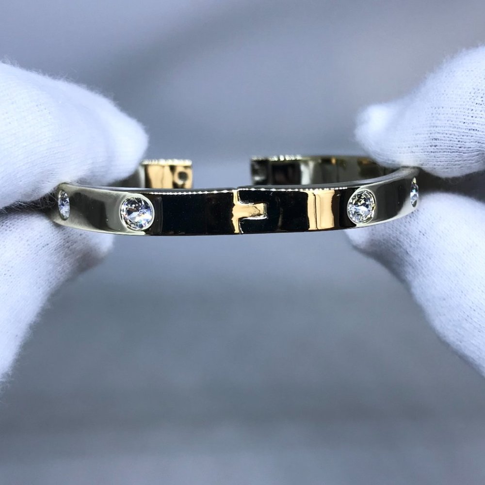 NEW 18K Gold Filled "UNISEX" Bracelet CZ Crystals - Picture 4 of 4